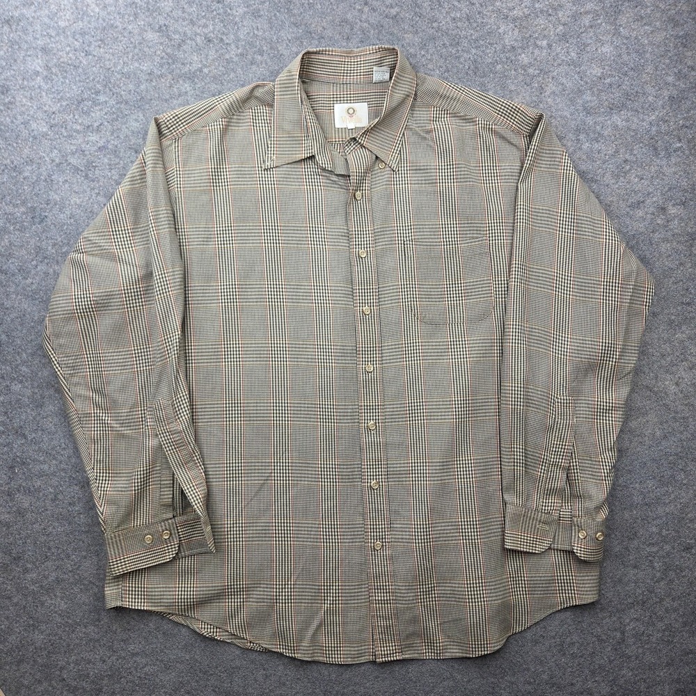 Viyella Shirt Men 2XL Plaid Cotton Wool Button Front Long Sleeve Casual USA Made